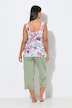Pyjama, Blüten, geraffter Ausschnitt, ärmellos, 3/4-Hose
