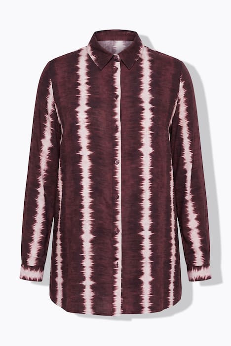 Hemdbluse, Straight Shape, Batik-Stripes, Langarm