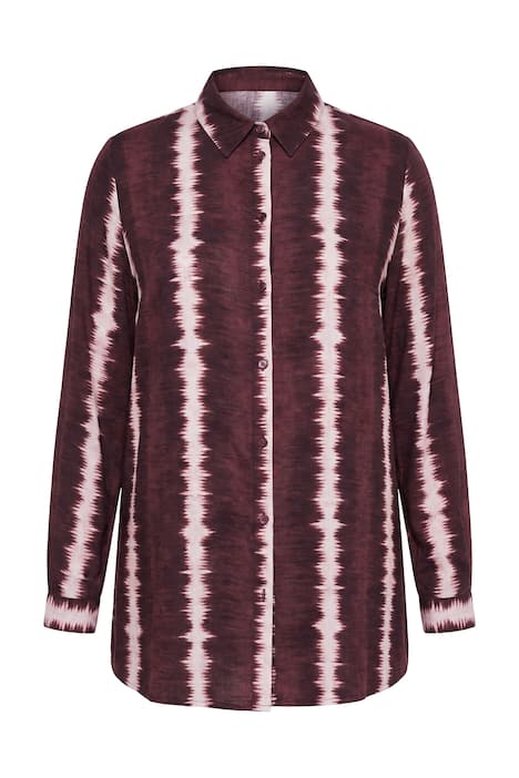 Košilová halenka, rovný střih, batikové pruhy, dlouhé rukávy