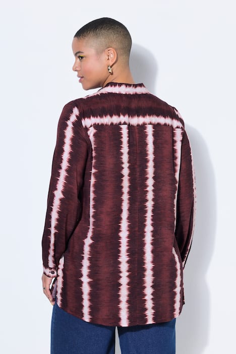 Hemdbluse, Straight Shape, Batik-Stripes, Langarm