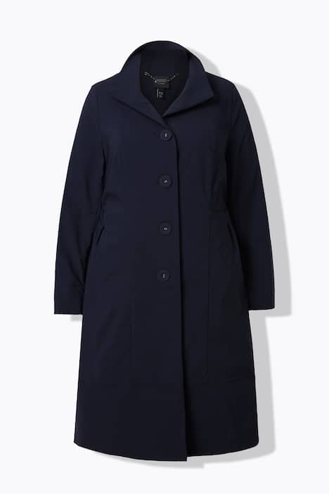 Bengalin-Mantel, A-Linie, Stehkragen, Langarm, Stretch