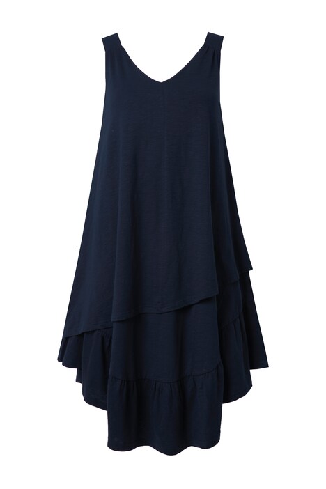 Midi šaty, strukturované, V výstřih, bez rukávů, bio-bavlna