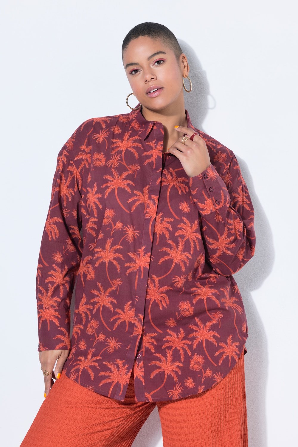 Hemdbluse, Oversize Shape, Palms-Print