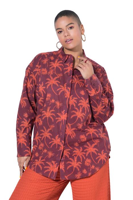 Košilová halenka, volný střih, potisk dlaní