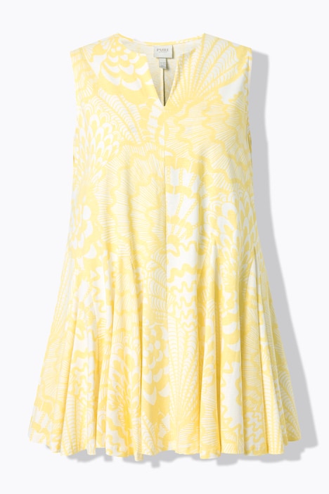 Top, Muscheln, Godetfalten, Tunika-Ausschnitt, ärmellos