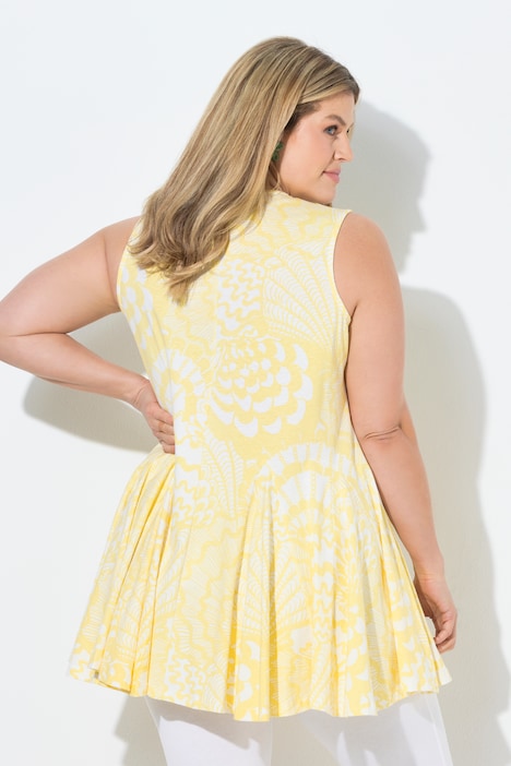 Top, Muscheln, Godetfalten, Tunika-Ausschnitt, ärmellos