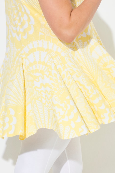 Top, Muscheln, Godetfalten, Tunika-Ausschnitt, ärmellos