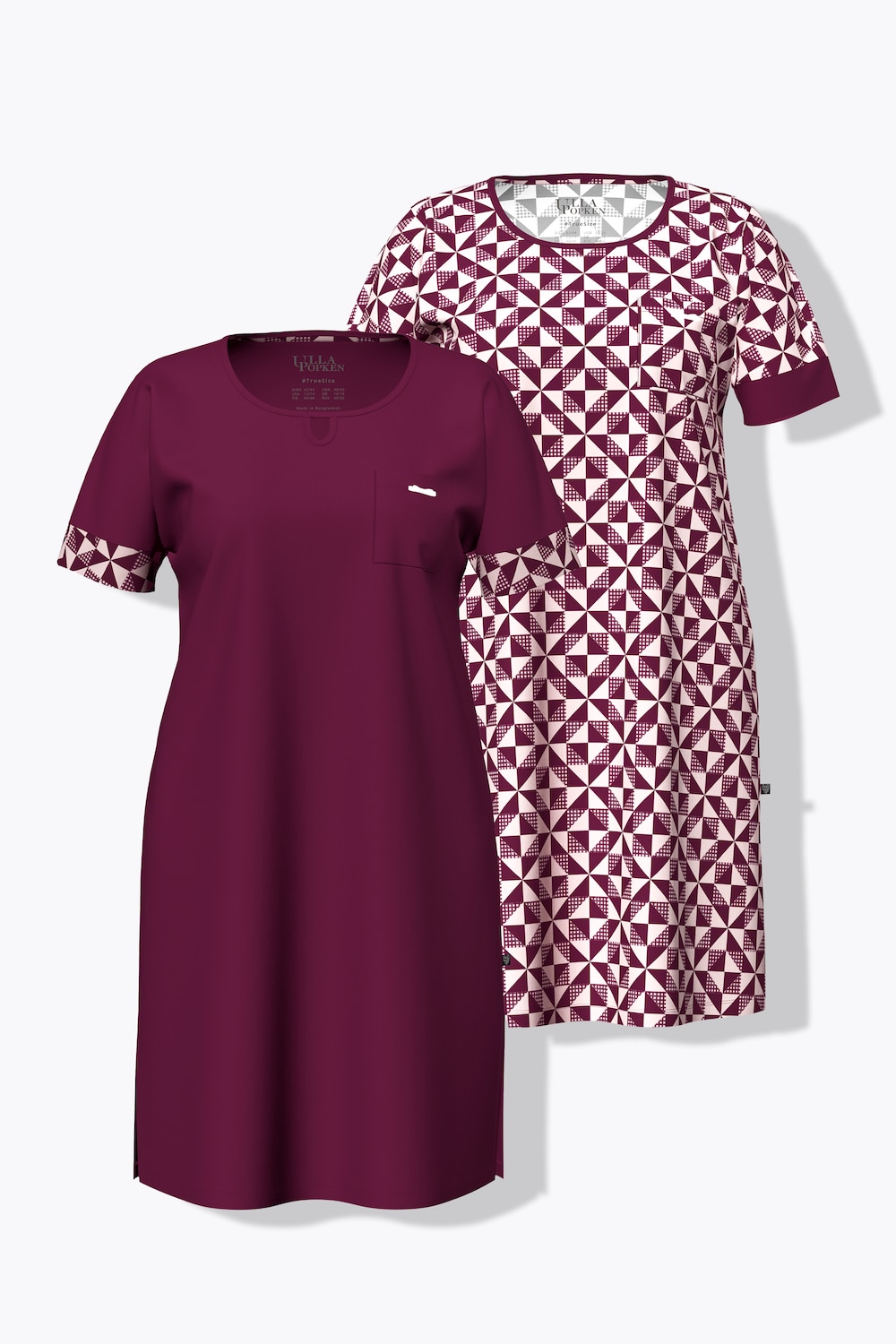 Bigshirts, 2er-Pack, Karo, Rundhals Halbarm