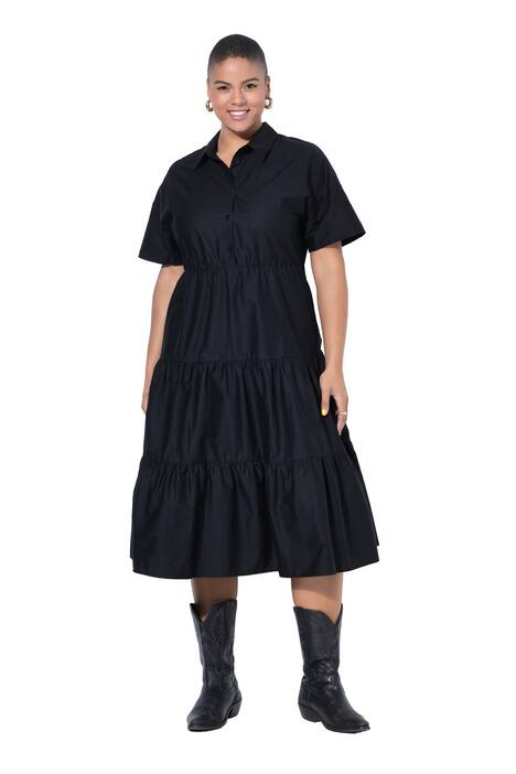 Maxi šaty, áčkový střih, volány, polo rukávy