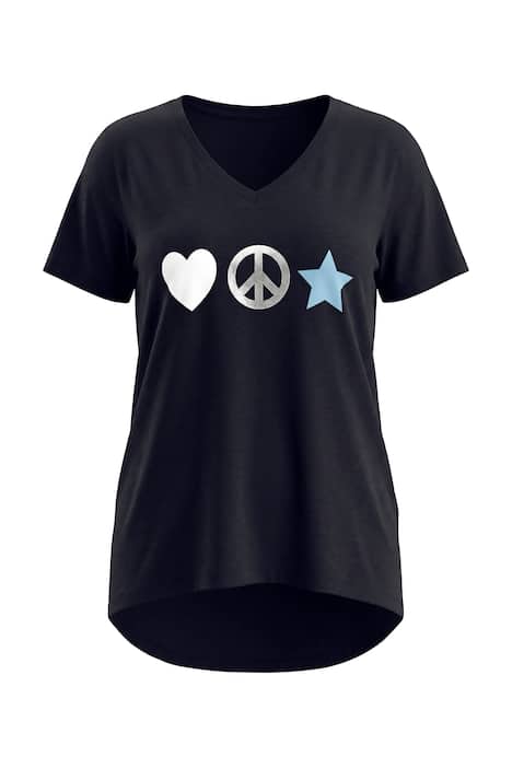 T-Shirt, A-Linie, Peace-Zeichen, Halbarm