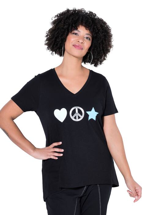 T-Shirt, A-Linie, Peace-Zeichen, Halbarm