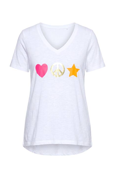 T-Shirt, A-Linie, Peace-Zeichen, Halbarm