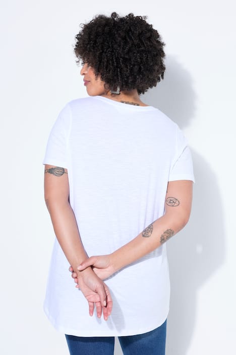 T-shirt dal taglio svasato con simbolo Peace e mezze maniche