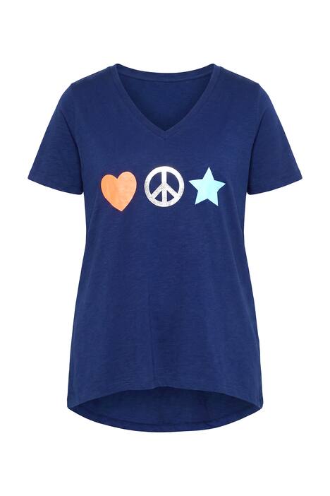 T-Shirt, A-Linie, Peace-Zeichen, Halbarm