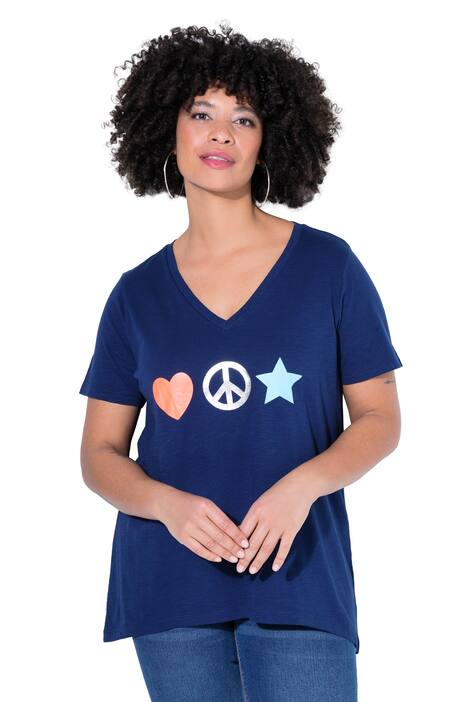 T-Shirt, A-Linie, Peace-Zeichen, Halbarm