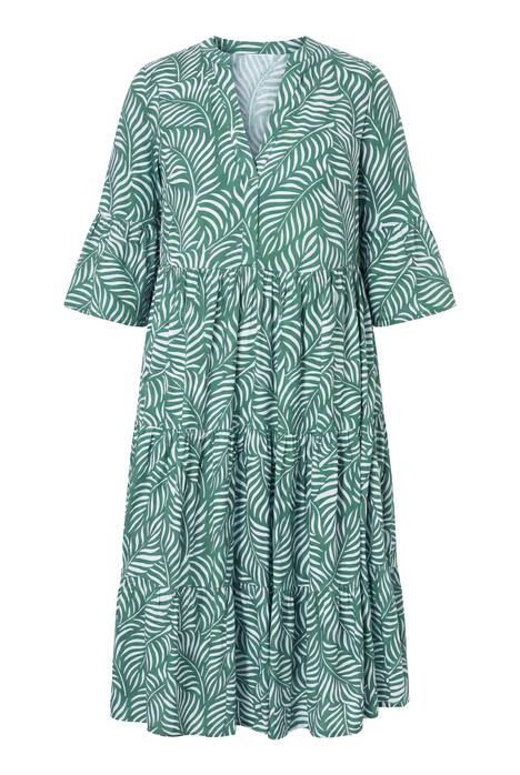 Maxi šaty, potisk s listy, V výstřih, volány