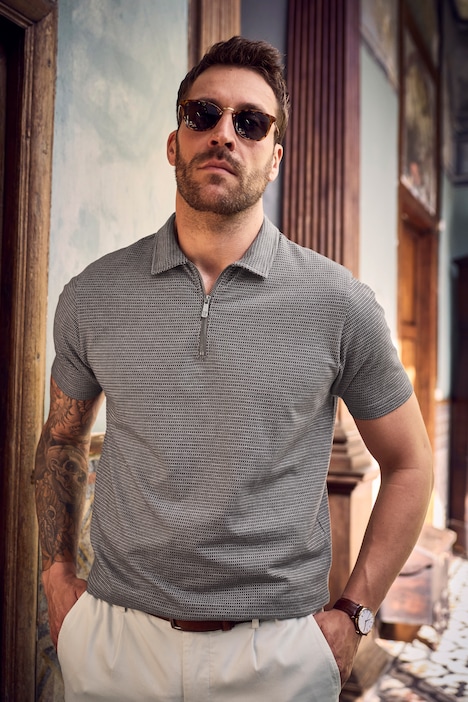 Pikeepaita FLEXNAMIC®, jacquard, vetoketju, suurin koko 8XL