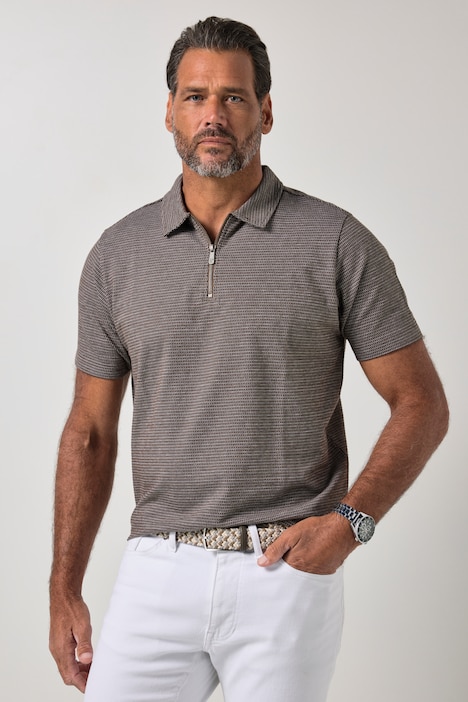 Polo FLEXNAMIC ®, manga corta, jacquard, cremallera, hasta la talla 8XL