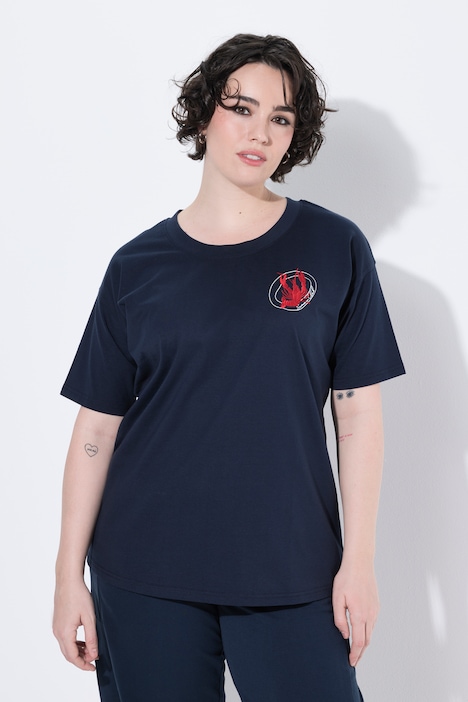 T-shirt oversized, col rond, manches mi-longues, motif homard