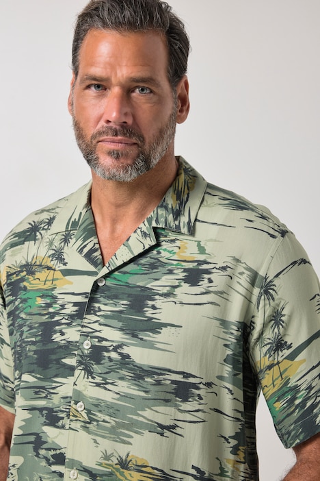 Hemd, Halbarm, Alloverdruck, Cuba-Kragen, Cuba Fit, bis 8 XL