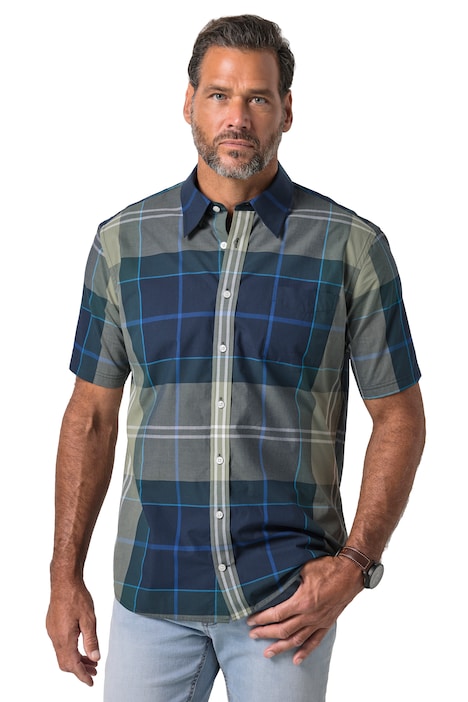 Kostkovaná košile, krátké rukávy, moderní střih, do velikosti 8XL