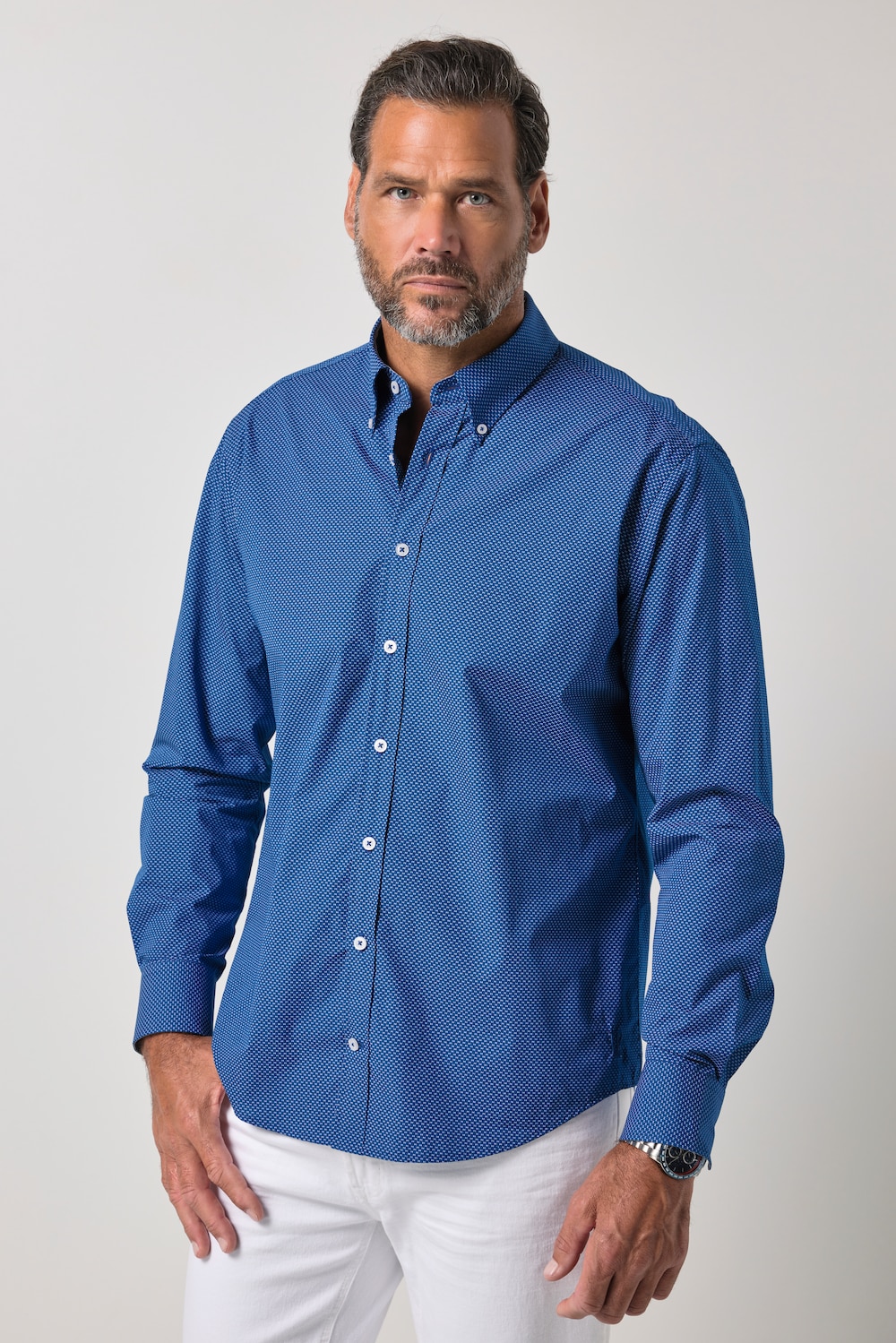 Hemd, Langarm, Minimalmuster, Modern Fit, bis 8XL