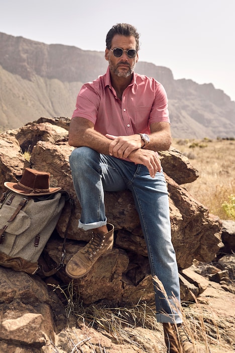 Shirt, short sleeve, all-over print, modern fit, up to 8XL