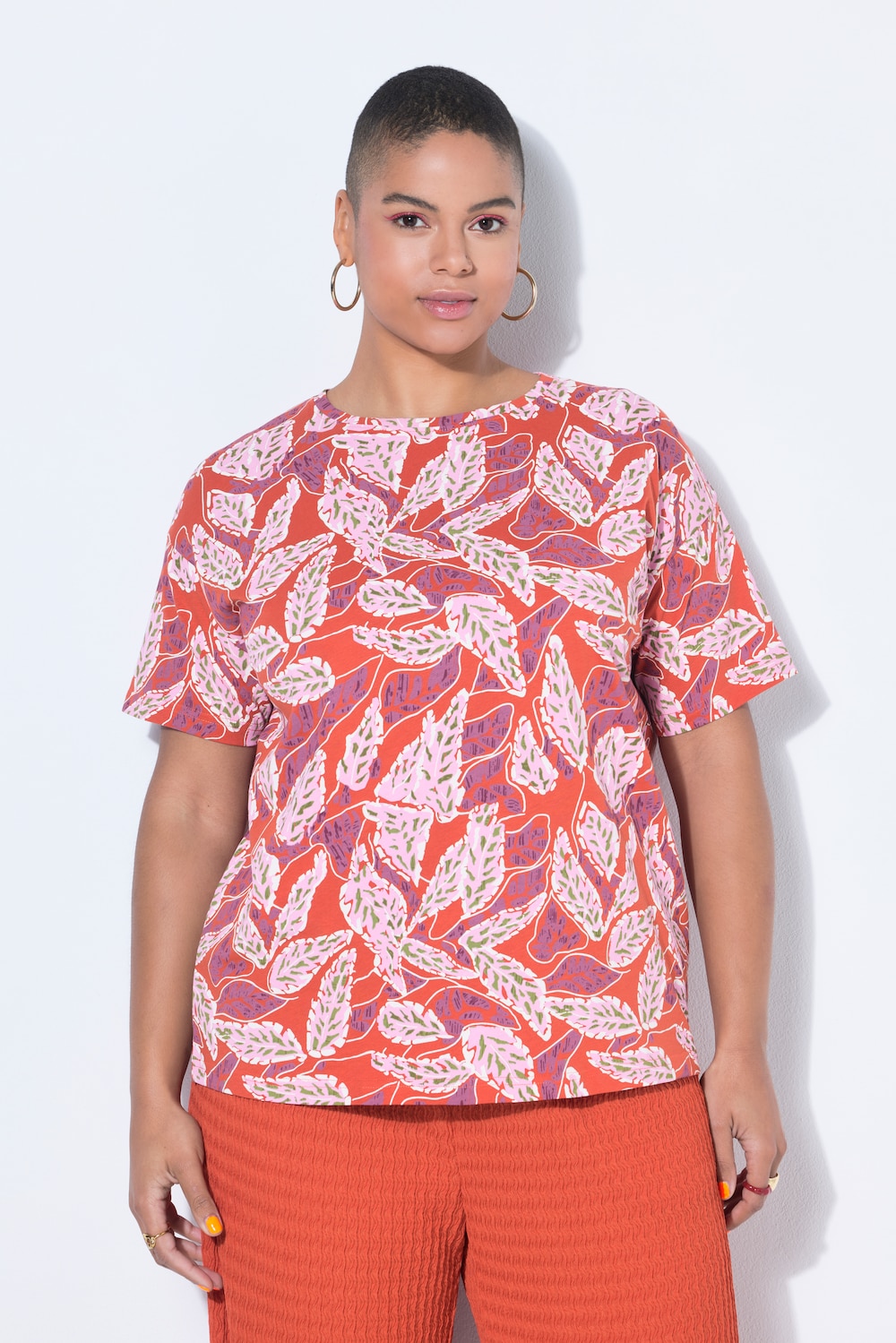 T-Shirt, oversized, Leafs-Print