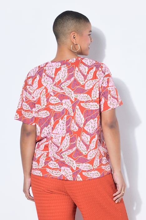 T-shirt, oversized, bladerenprint