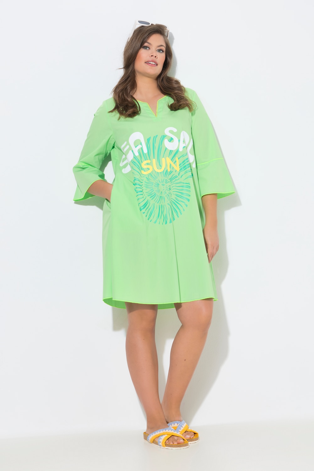 Tunika-Kleid, 3/4 Arm, A-Linie, Plrint