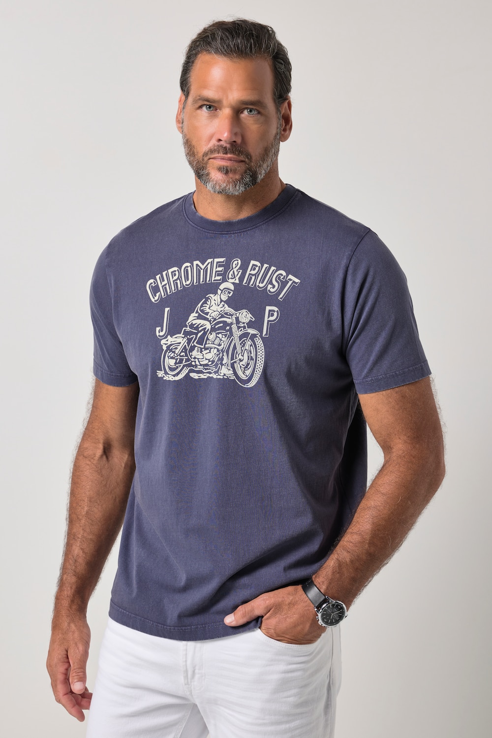 T-Shirt, Halbarm, Brustprint, Vintage Look, bis 8XL
