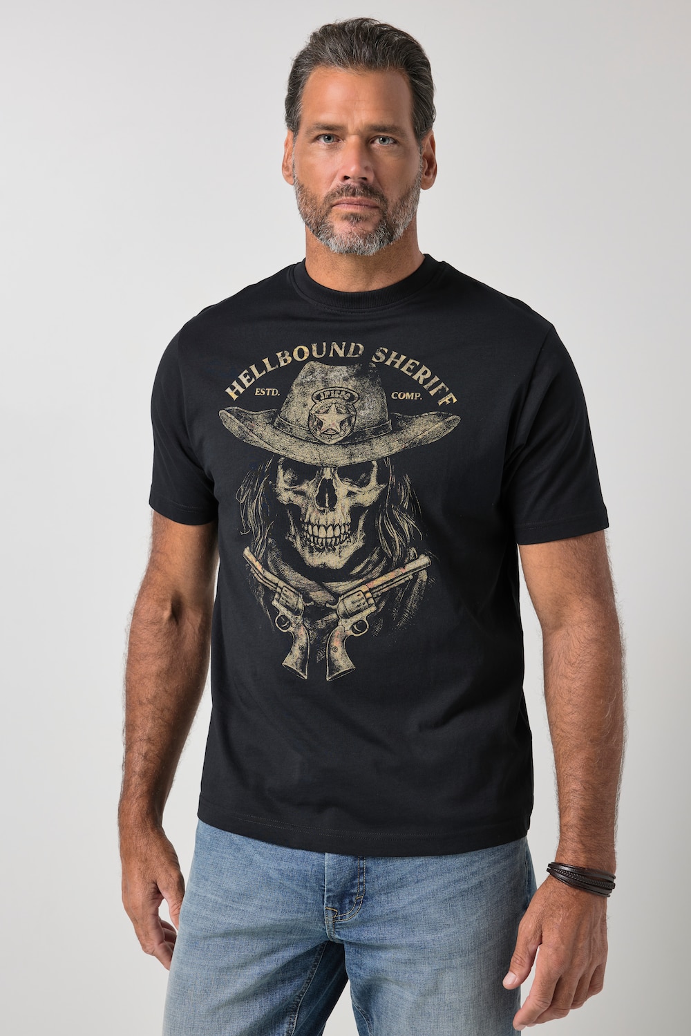 T-shirt, halflange mouwen, print op de borst, tot 8XL