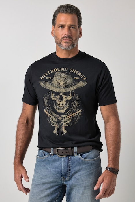 T-shirt, halflange mouwen, print op de borst, tot 8XL