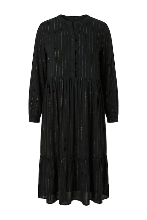 Midi šaty, áčkový střih, šifon s třpytivými pruhy, neprůhledná spodnička