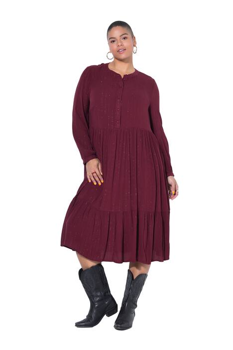 Midi šaty, áčkový střih, šifon s třpytivými pruhy, neprůhledná spodnička