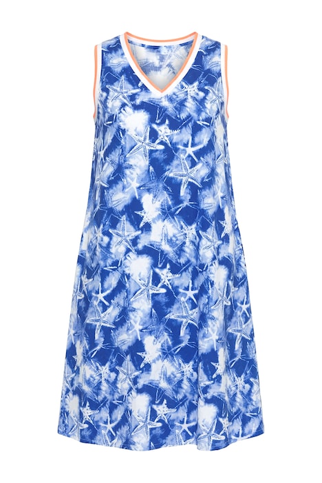 Šaty s širokými ramínky, V výstřih, áčkový střih