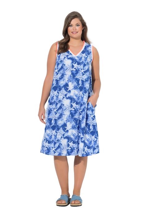 Šaty s širokými ramínky, V výstřih, áčkový střih