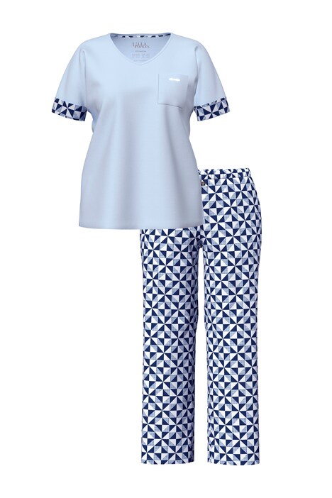 Pyjama, Karo, V-Ausschnitt, Halbarm