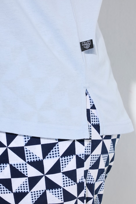 Pyjama, Karo, V-Ausschnitt, Halbarm