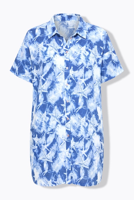 Lange mousseline blouse, korte mouwen
