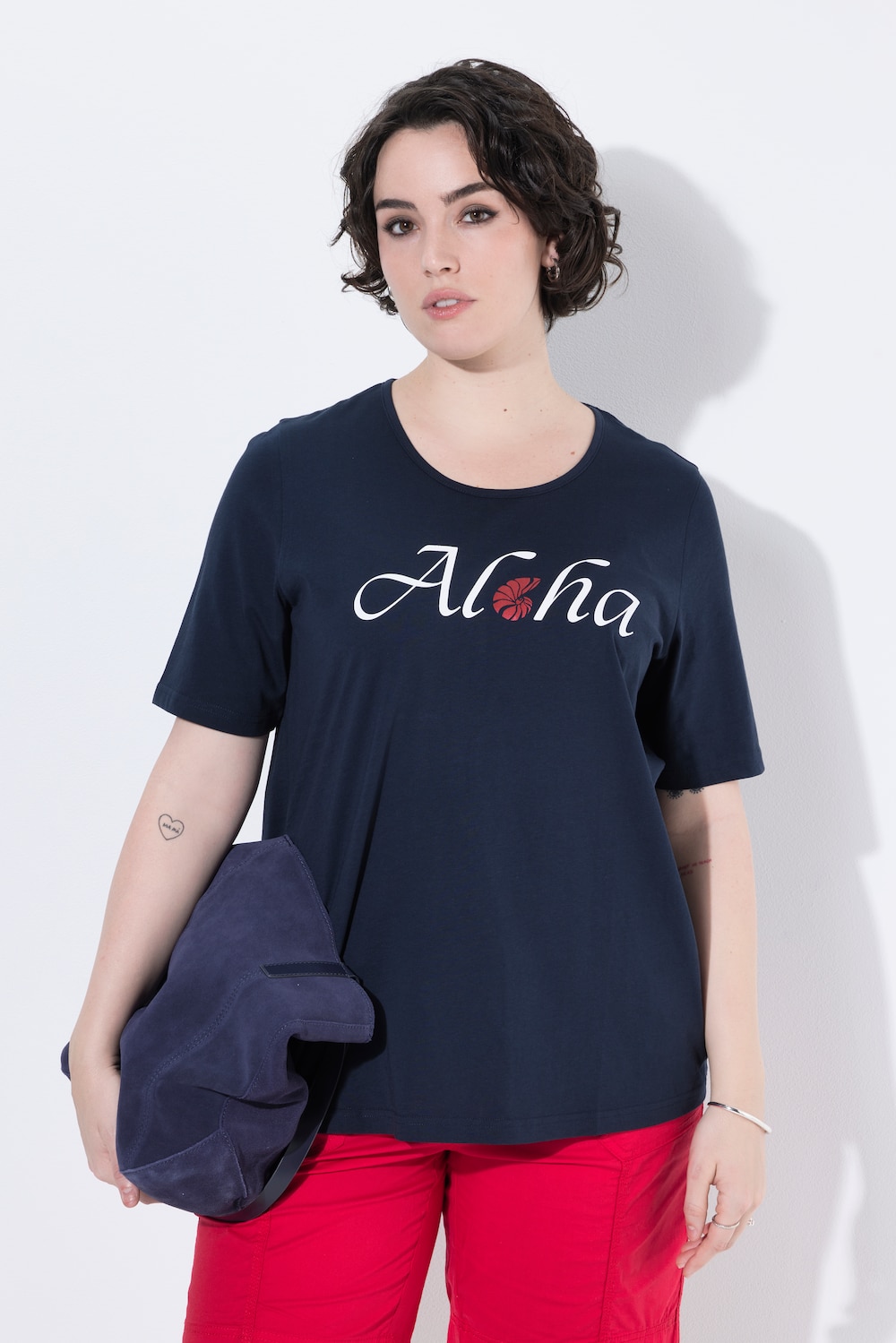 T-Shirt, Schriftmotiv, Classic, Rundhals, Halbarm
