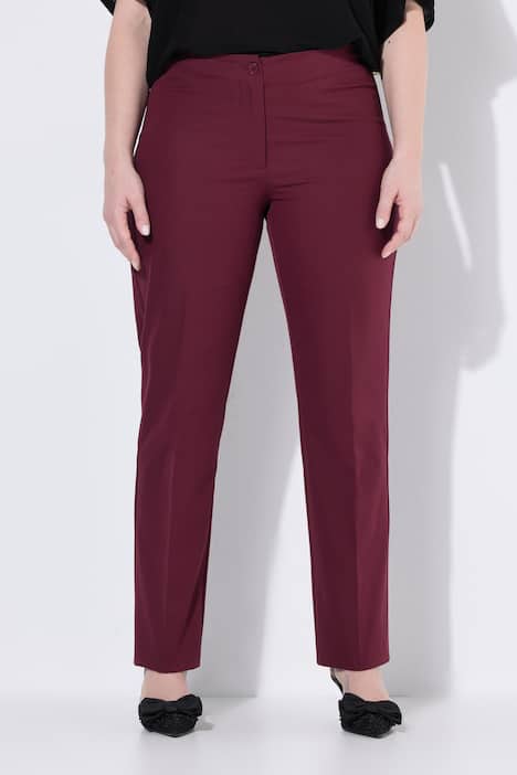 Broek, rechte pijpen, elastische tailleband, stretch