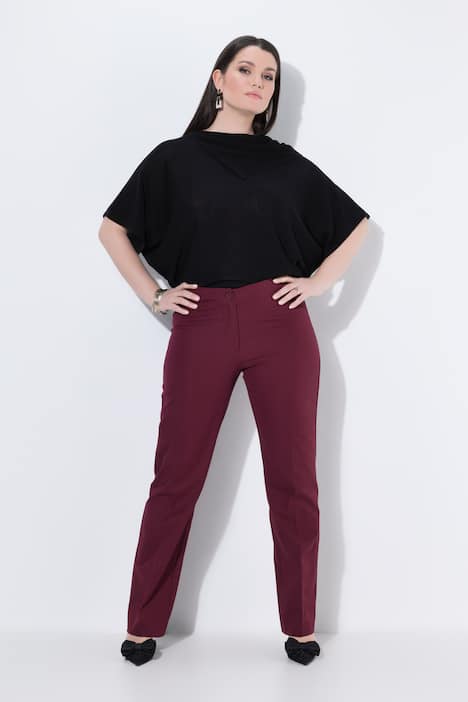 Broek, rechte pijpen, elastische tailleband, stretch