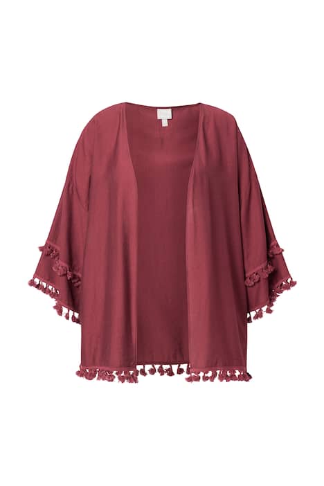 Kimono, okraj se střapci, otevřená silueta, 3/4 rukávy