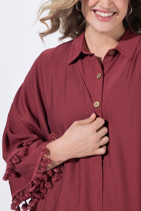 Kimonojasje, boord met kwastjes, open model, 3/4-mouwen