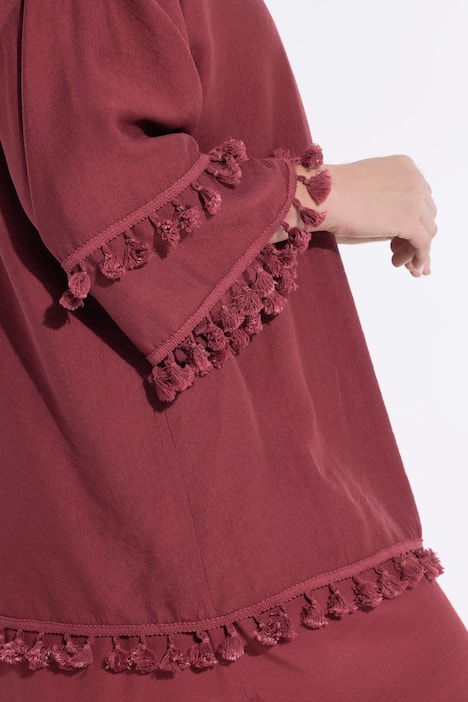 Kimonojasje, boord met kwastjes, open model, 3/4-mouwen