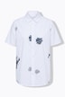 Camicia, stampa marittima, taglio svasato, colletto classico, mezze maniche