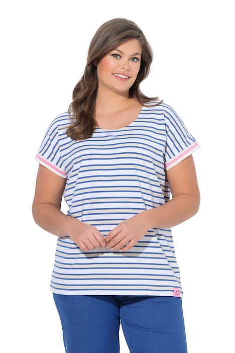 Pruhované tričko, kulatý výstřih, polo rukáv
