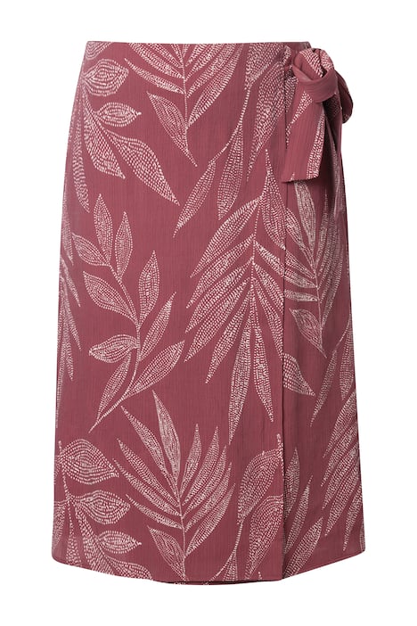 Midi zavinovací sukně, listy, áčkový střih, pohodlný pas