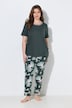 Pyjama, ginkgopatroon, ronde hals, korte mouw